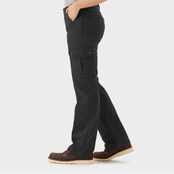 Duluth Trading Co Flex Fire Hose Lined Pants Womens Size 16 Black Canvas Spandex - Picture 2 of 11